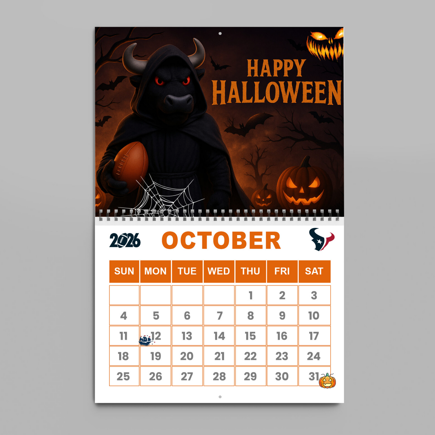 Premium NFL HOU Wall Calendar 2026 V1 NMD TTV