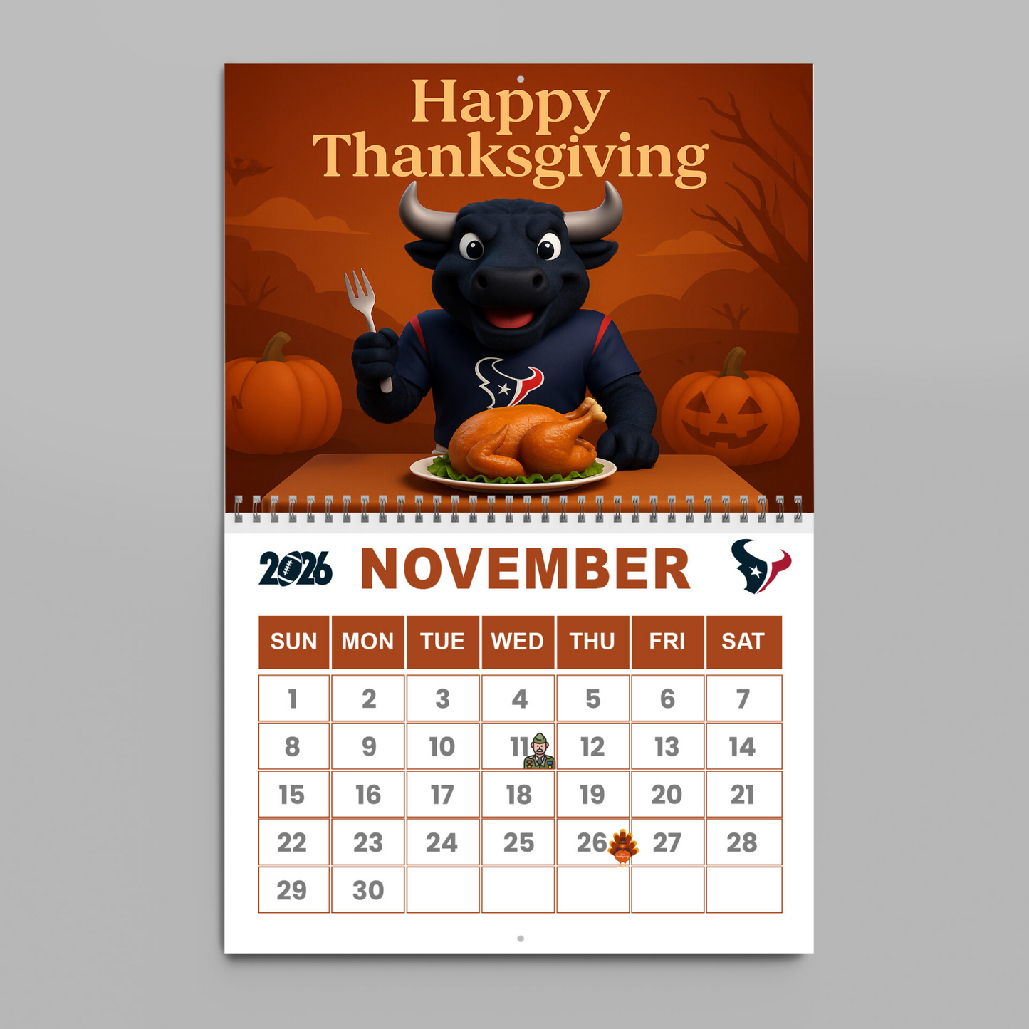 Premium NFL HOU Wall Calendar 2026 V1 NMD TTV