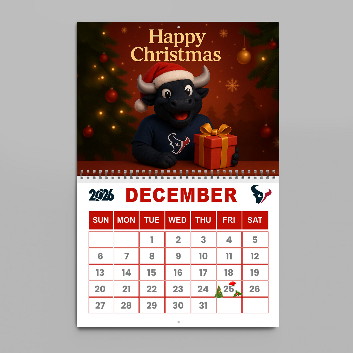 Premium NFL HOU Wall Calendar 2026 V1 NMD TTV