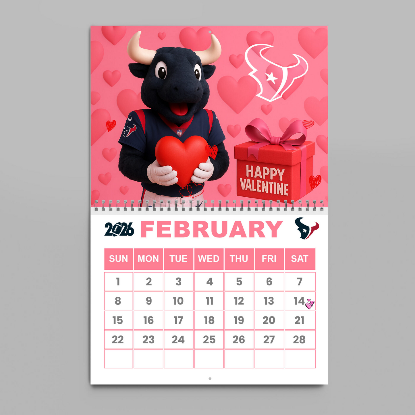 Premium NFL HOU Wall Calendar 2026 V1 NMD TTV