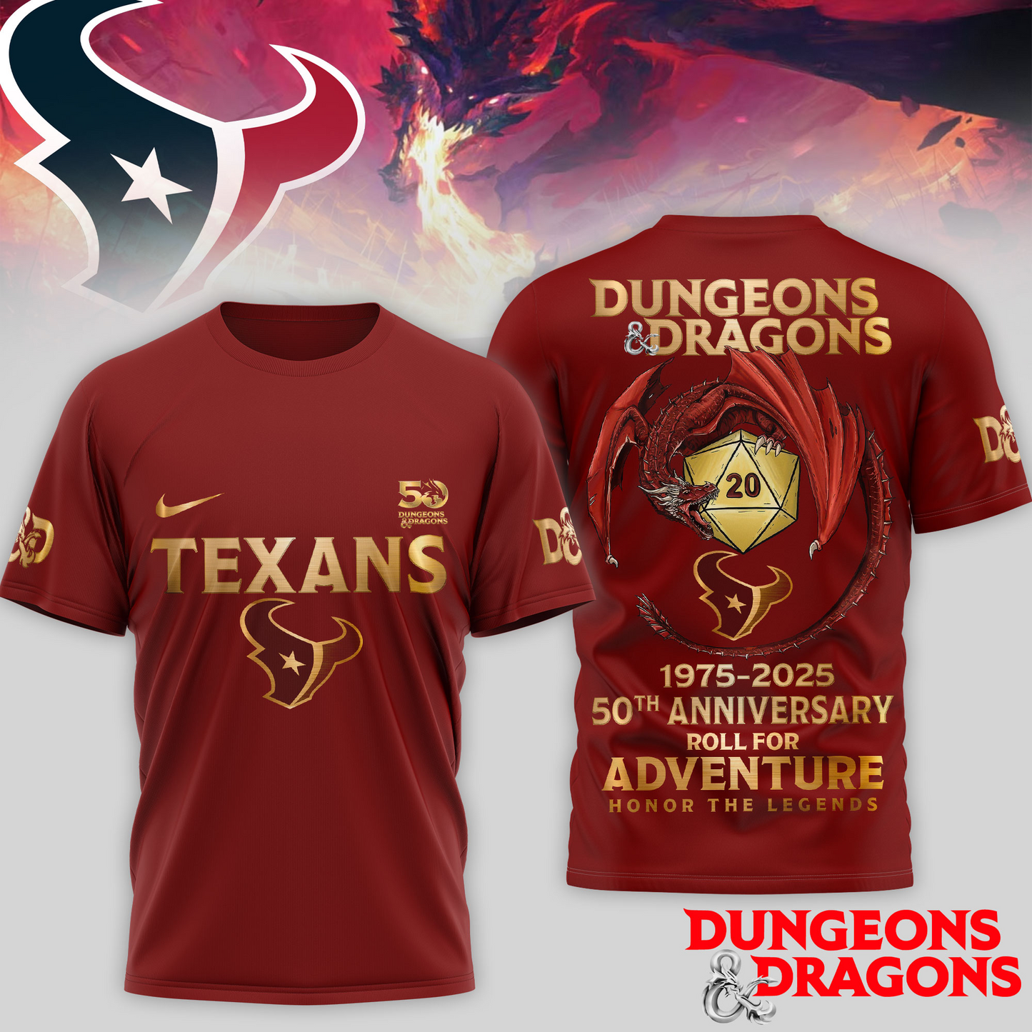 Premium NFL HOU x Dungeons And Dragons 50th Anniversary Shirt V15 NMD TTV
