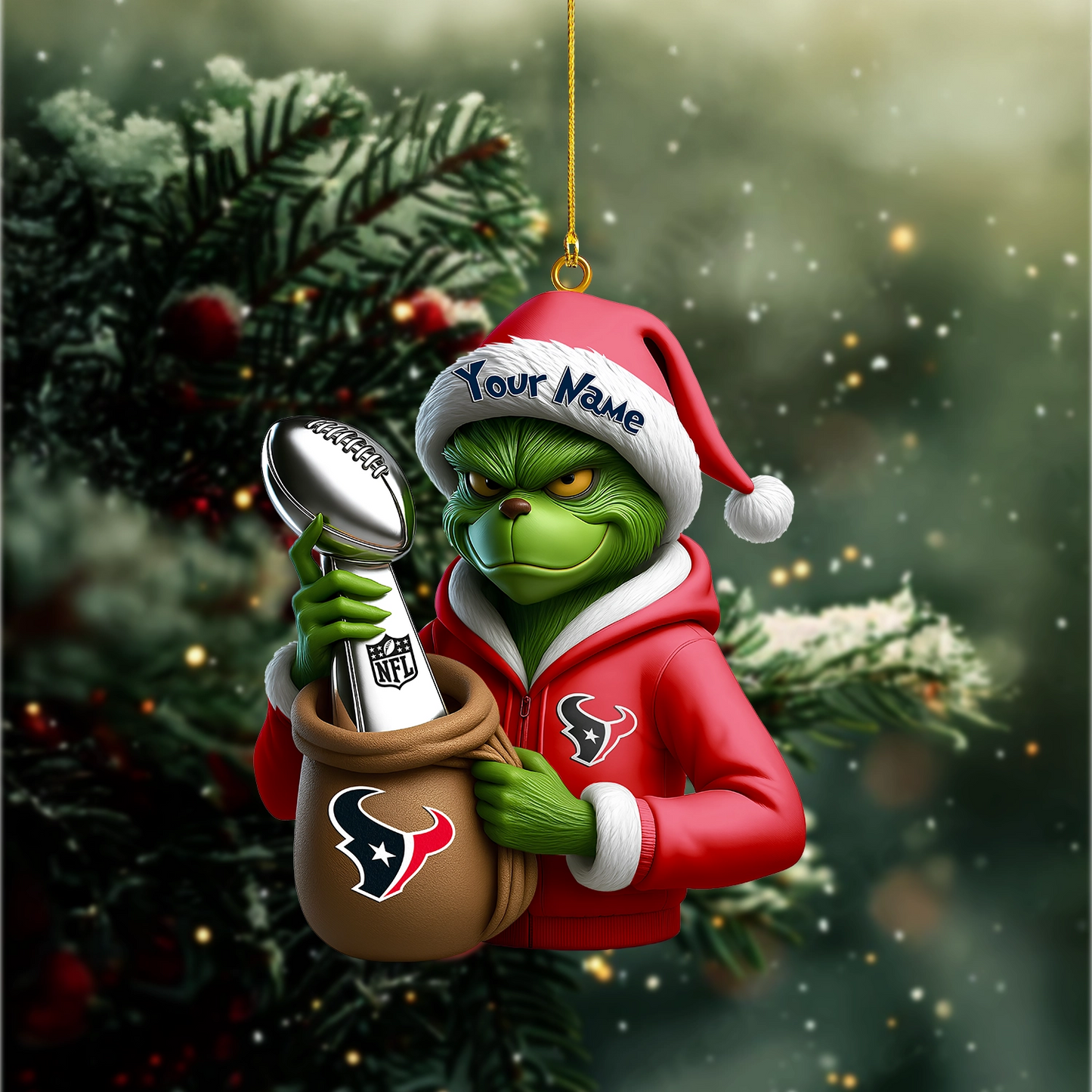 Premium NFL HOU x The Grinch Christmas Ornament V1 NMD TTV