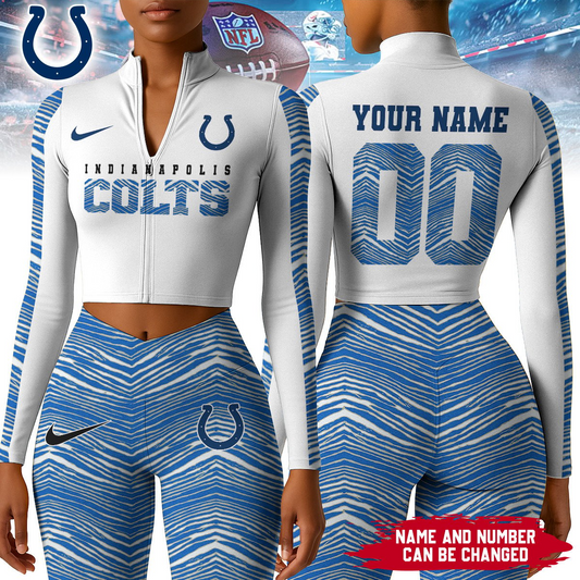 Premium NFL IND Long-Sleeve Crop Top Sports Jacket and Leggings V1 NMD TTV