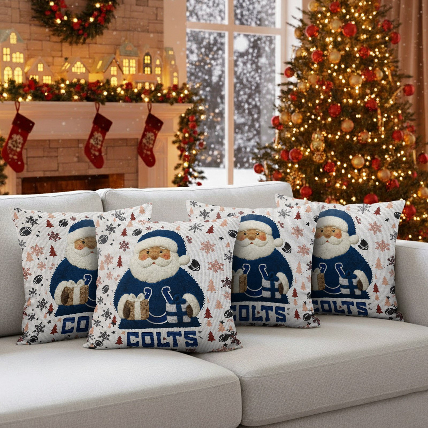 Premium NFL IND Santa Christmas Pillow V1 NMD TTV