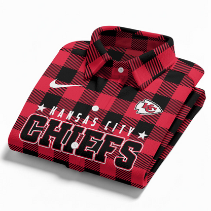 Premium NFL KC Check Long-sleeve Casual Shirt V1 NMD TTV