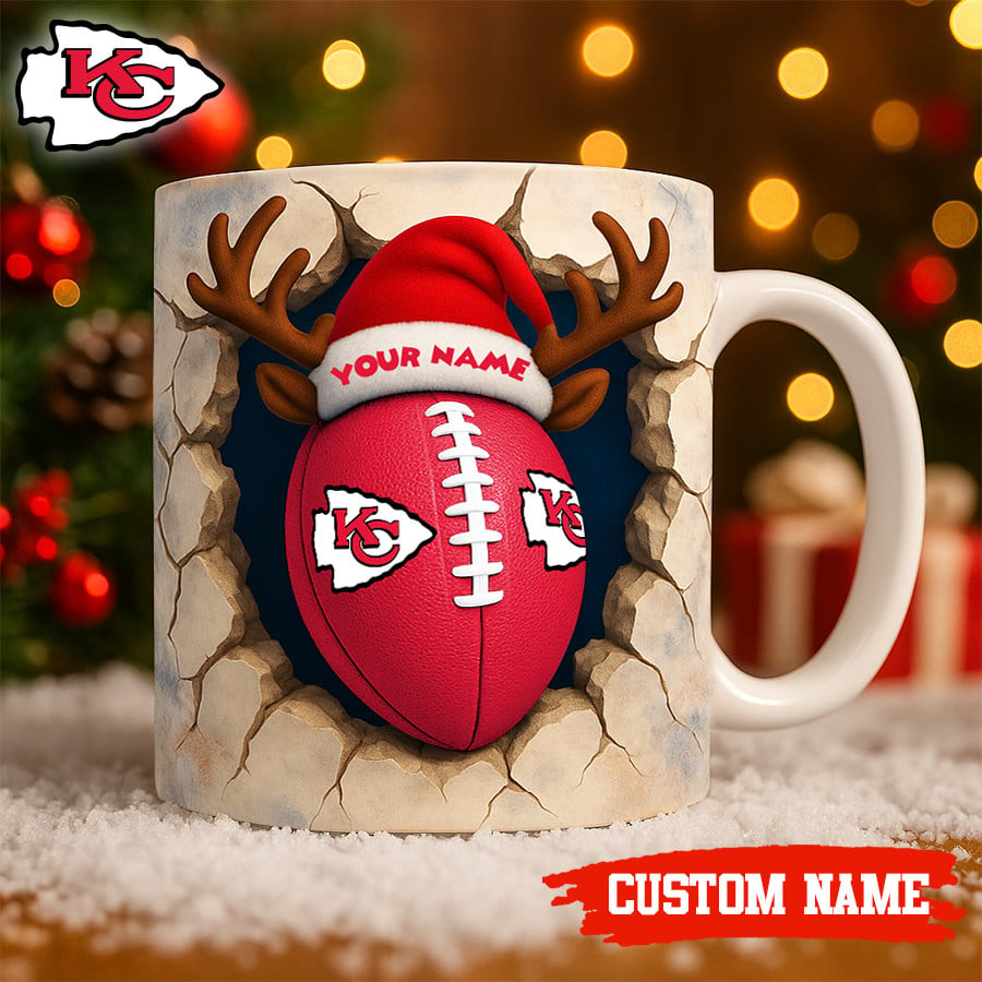 Premium NFL KC Christmas Football Ceramic Mug V2 NMD TTV