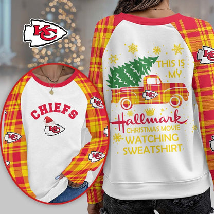 Premium NFL KC Cozy Round Neck Raglan Sleeve Sweatshirt V1 NMD NHM