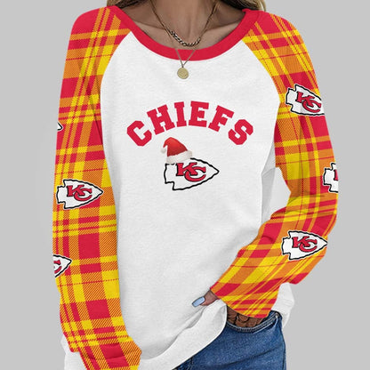 Premium NFL KC Cozy Round Neck Raglan Sleeve Sweatshirt V1 NMD NHM