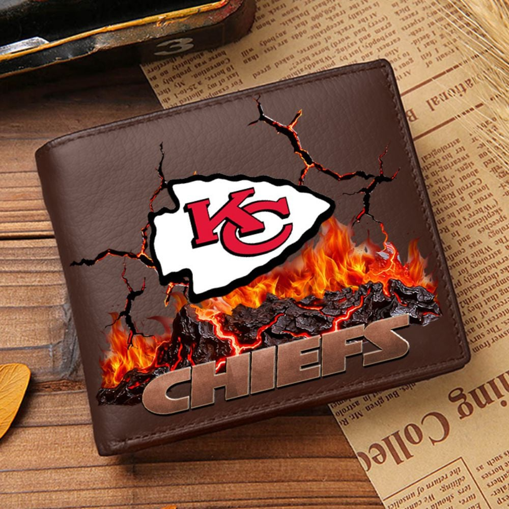Premium NFL KC Cracked Fire Leather Wallet V1 NMD TTV