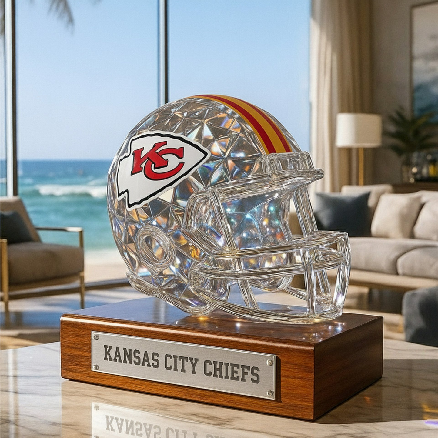 Premium NFL KC Crystal Style Desktop Ornament V1 NMD  TTV