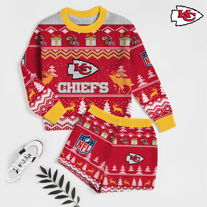 Premium NFL KC Holiday Sweatshirt & Shorts Set V1 NMD TTV