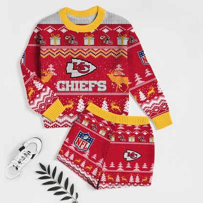 Premium NFL KC Holiday Sweatshirt & Shorts Set V1 NMD TTV
