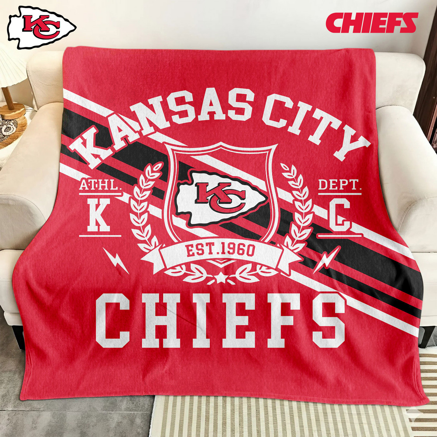 Premium NFL KC Legacy Fleece Blanket V3 NMD TTV