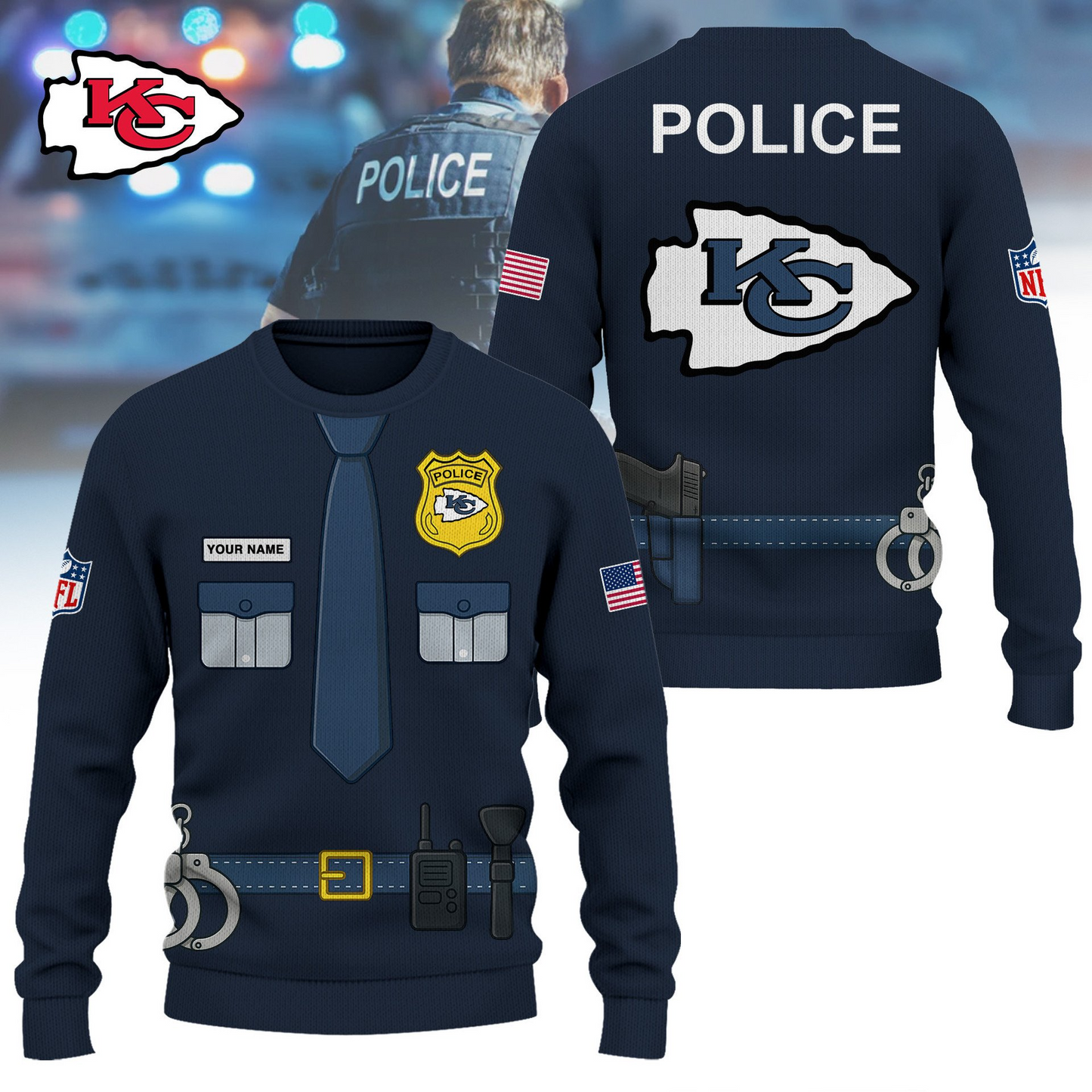 Premium NFL KC Police Office Costume Shirt V1 NMD TTV