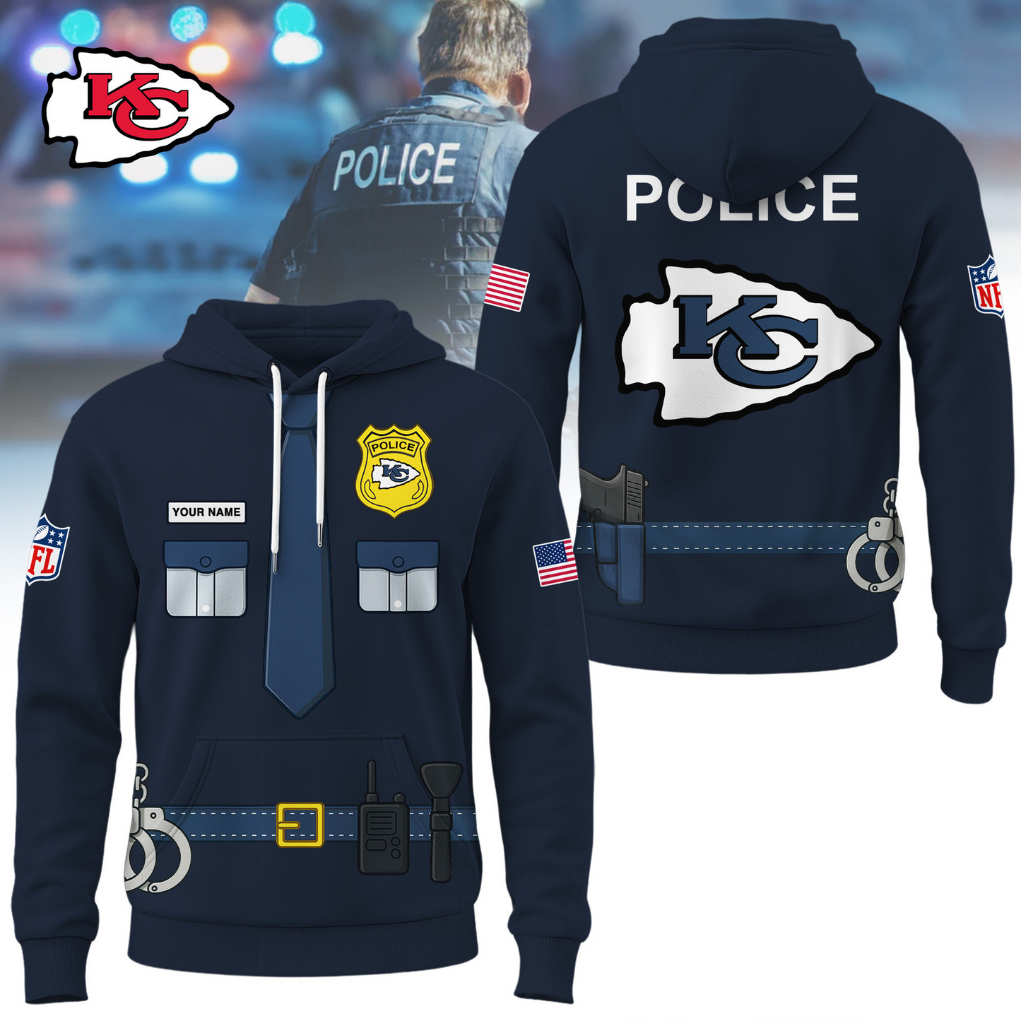 Premium NFL KC Police Office Costume Shirt V1 NMD TTV