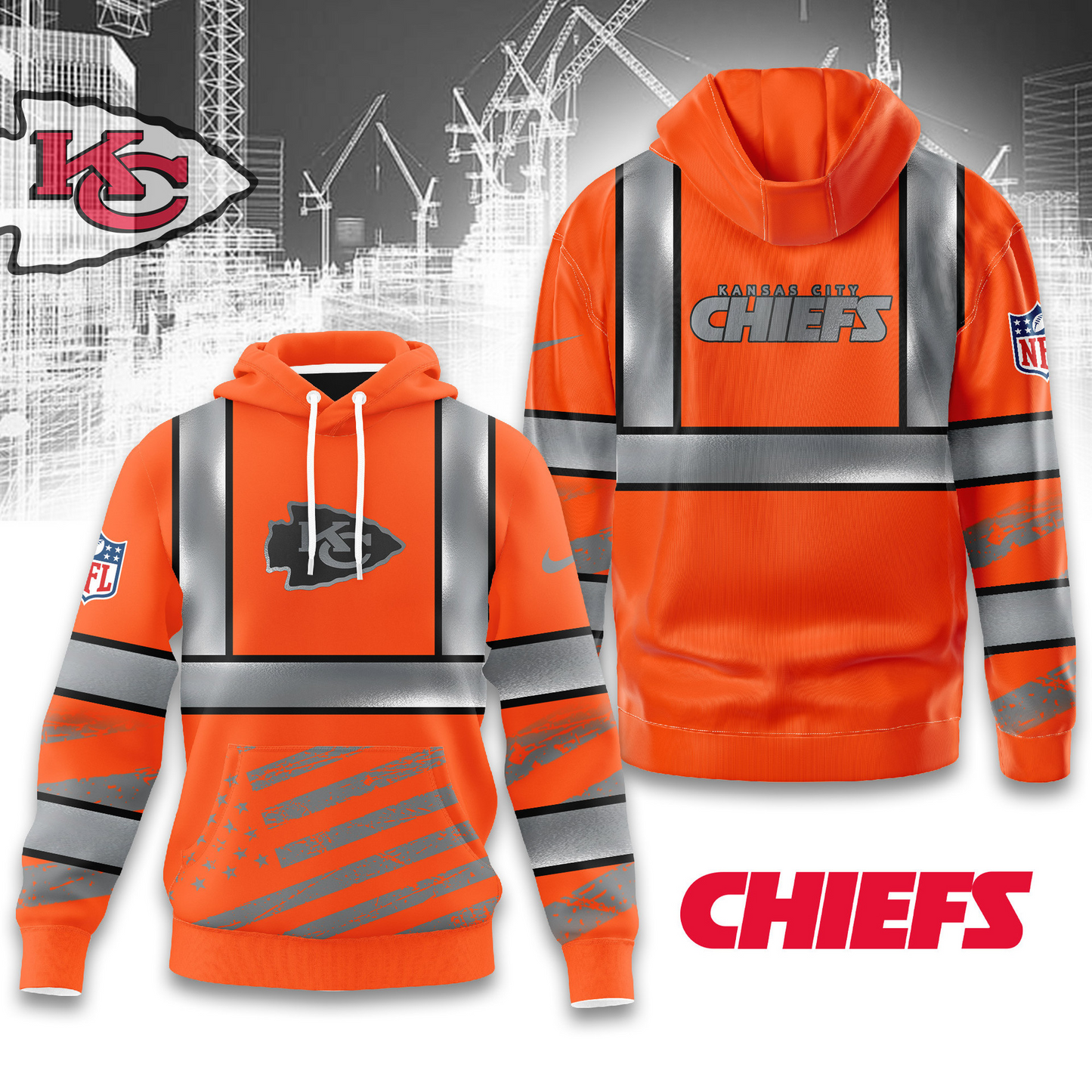 Premium NFL KC Safety Hi-Vis Hoodie V1 NMD TTV
