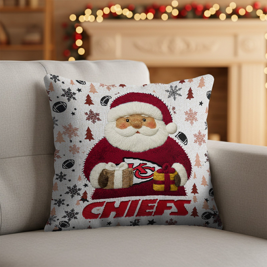 Premium NFL KC Santa Christmas Pillow V1 NMD TTV
