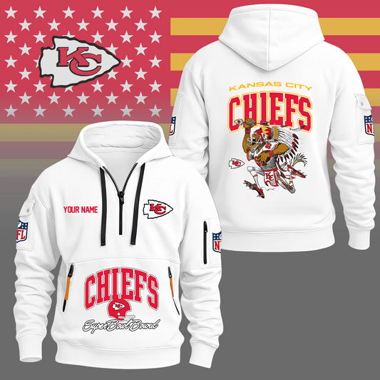 Premium NFL KC Super Bowl Hoodie Half Zipper V1 NMD TTV