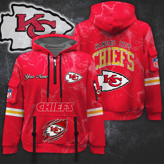 Premium NFL KC Vintage Pattern Quarter Zip Hoodie V1 NMD NHM