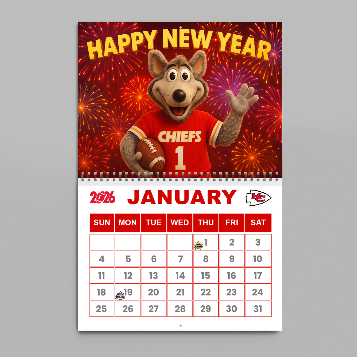 Premium NFL KC Wall Calendar 2026 V1 NMD TTV