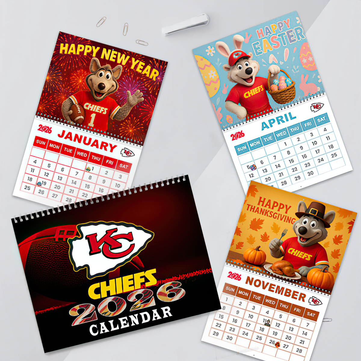 Premium NFL KC Wall Calendar 2026 V1 NMD TTV