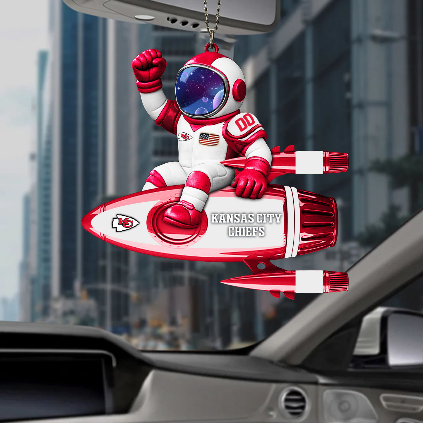 Premium NFL KC x Astronaut Car Ornament NDT TDT