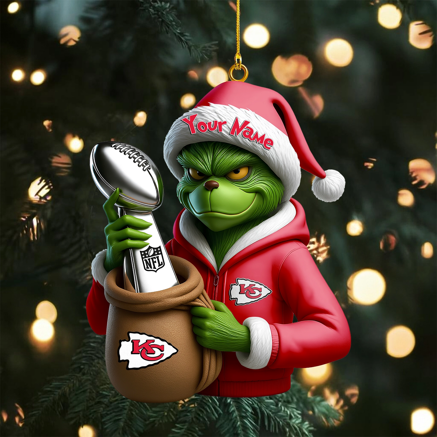 Premium NFL KC x The Grinch Christmas Ornament V1 NMD TTV