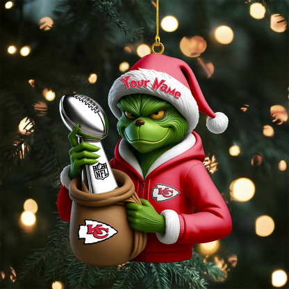 Premium NFL KC x The Grinch Christmas Ornament V1 NMD TTV