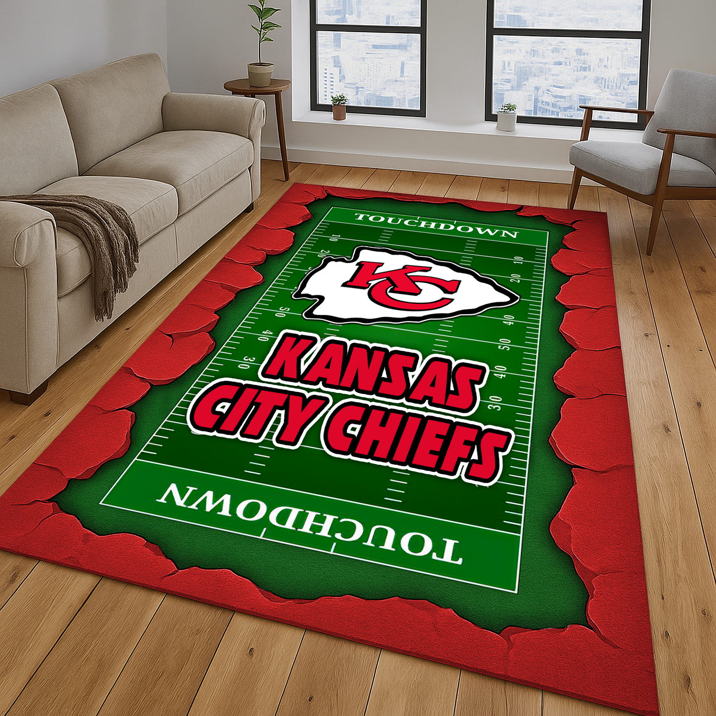 Premium NFL KCC Cracked Stadium Rug V1 NMD TTV