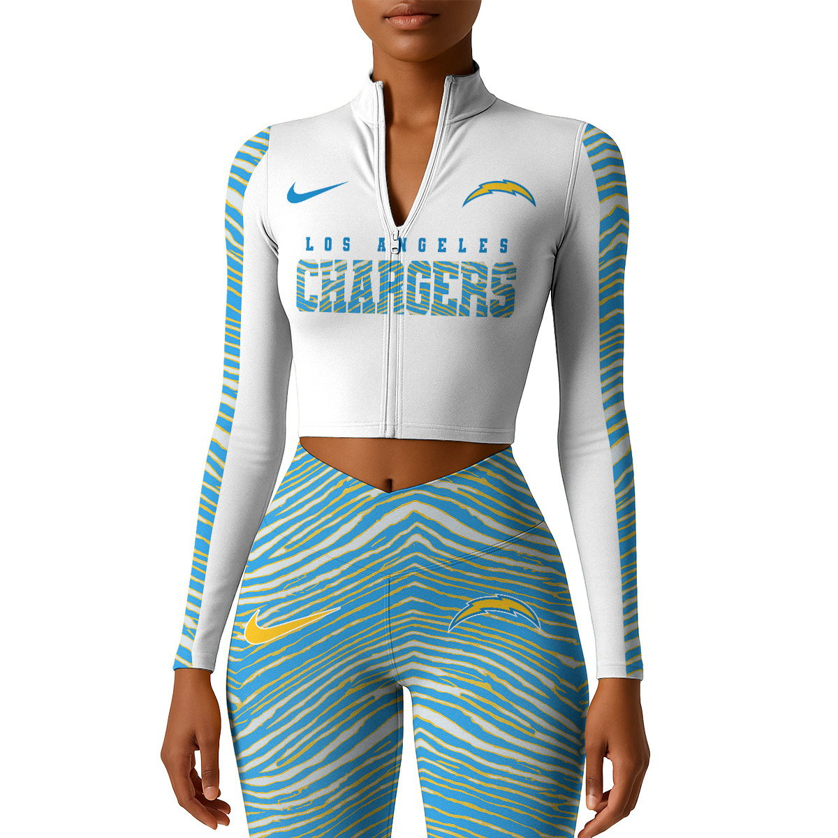 Premium NFL LAC Long-Sleeve Crop Top Sports Jacket and Leggings V1 NMD TTV