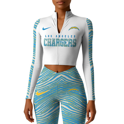 Premium NFL LAC Long-Sleeve Crop Top Sports Jacket and Leggings V1 NMD TTV