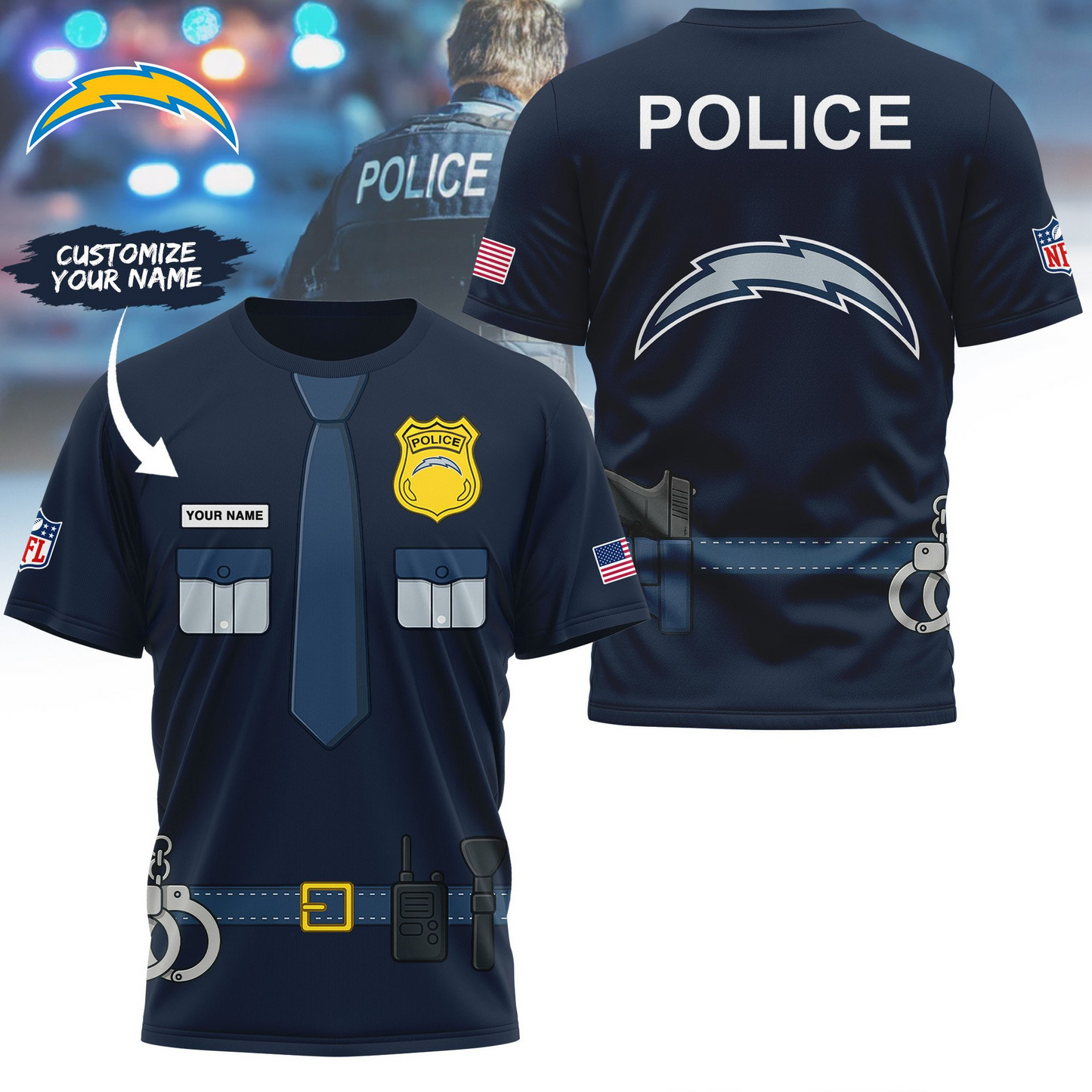 Premium NFL LAC Police Office Costume Shirt V1 NMD TTV