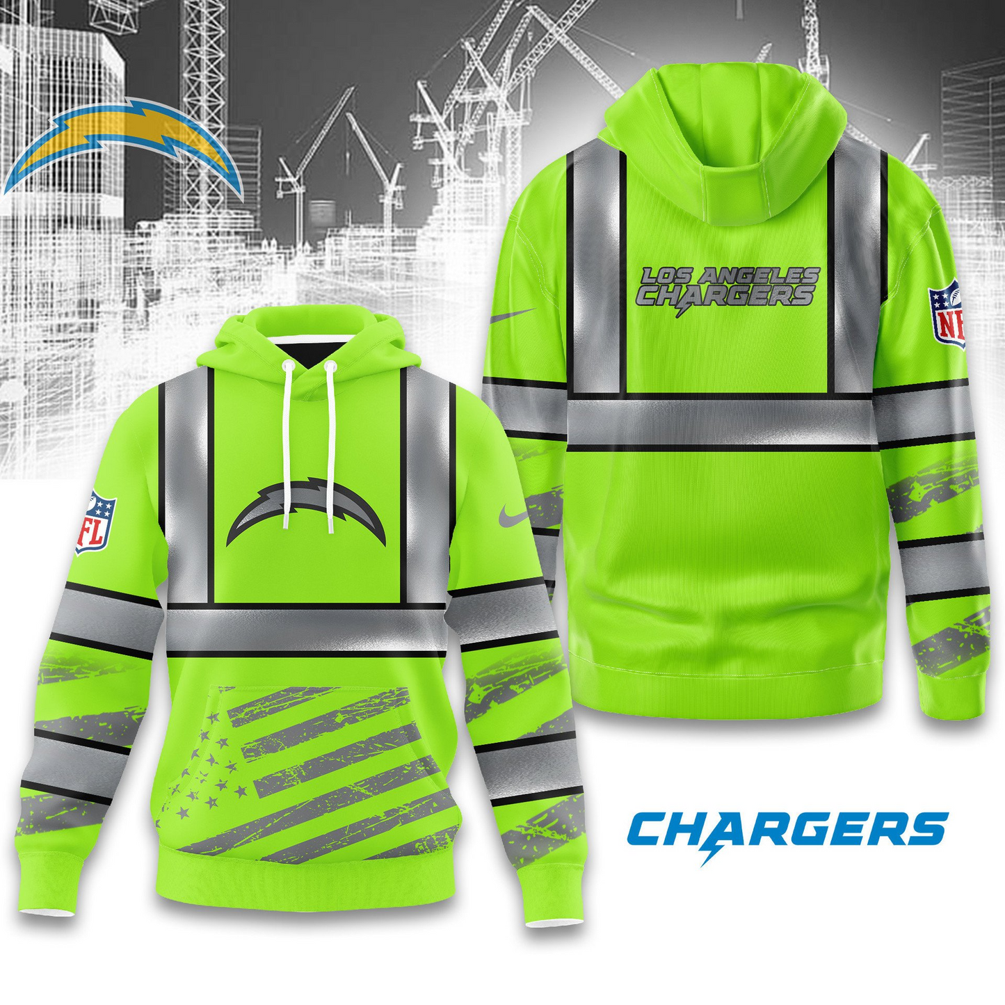 Premium NFL LAC Safety Hi-Vis Hoodie V1 NMD TTV