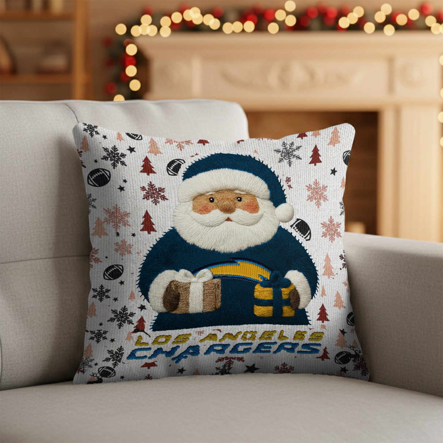 Premium NFL LAC Santa Christmas Pillow V1 NMD TTV