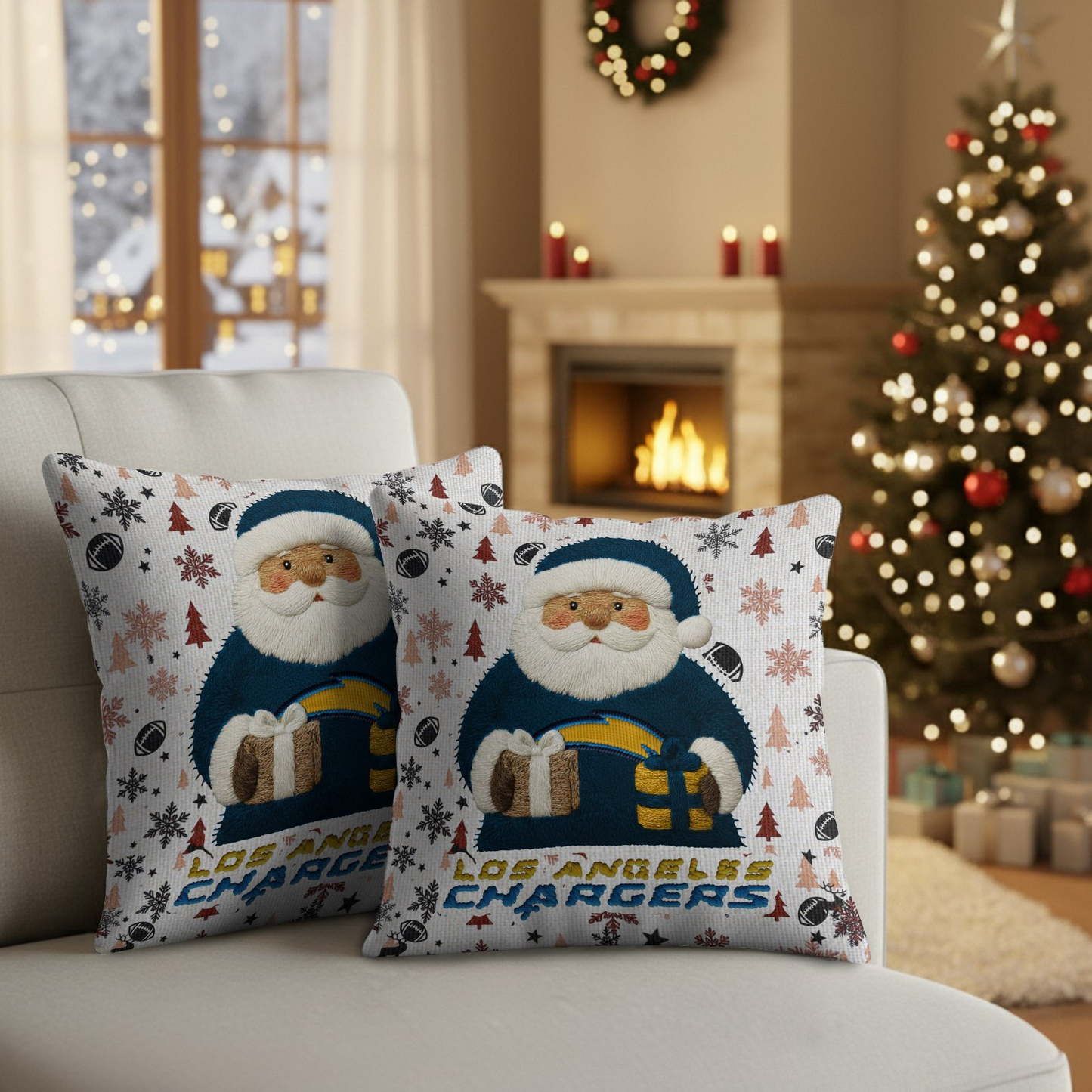 Premium NFL LAC Santa Christmas Pillow V1 NMD TTV
