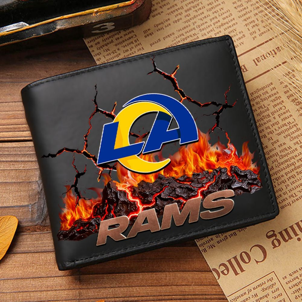 Premium NFL LAR Cracked Fire Leather Wallet V1 NMD TTV