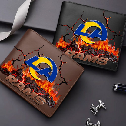 Premium NFL LAR Cracked Fire Leather Wallet V1 NMD TTV