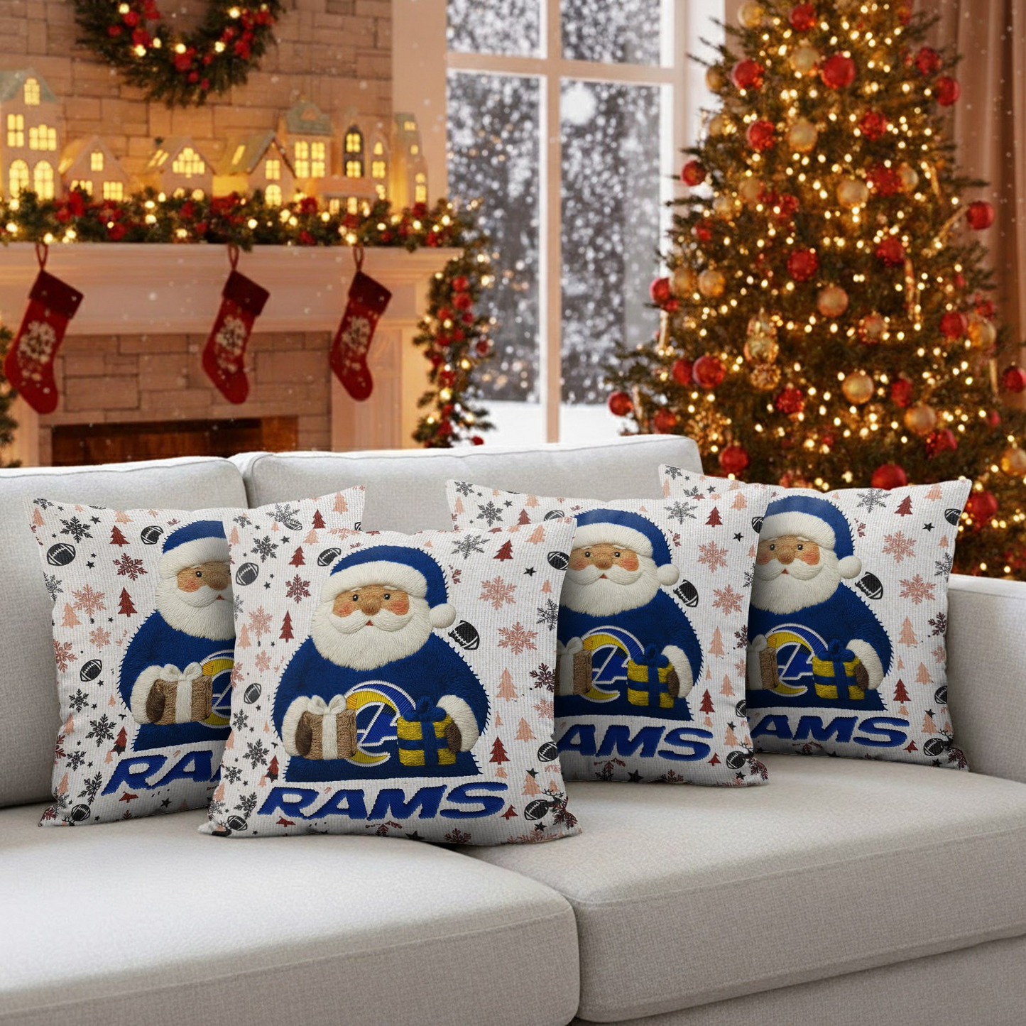 Premium NFL LAR Santa Christmas Pillow V1 NMD TTV