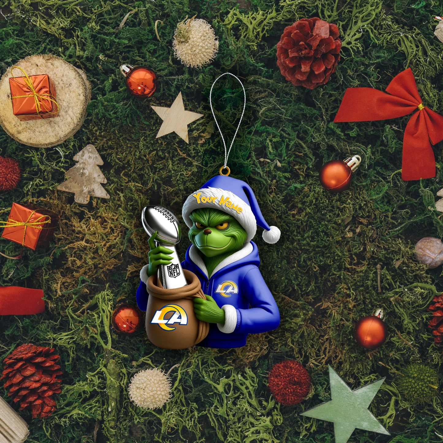 Premium NFL LAR x The Grinch Christmas Ornament V1 NMD TTV