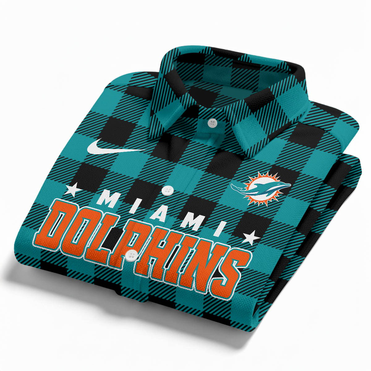 Premium NFL MIA Check Long-sleeve Casual Shirt V1 NMD TTV