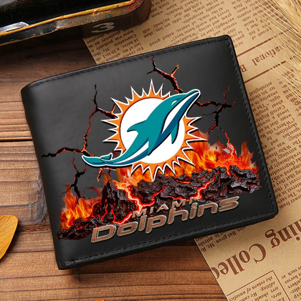 Premium NFL MIA Cracked Fire Leather Wallet V1 NMD TTV
