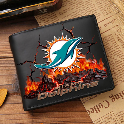 Premium NFL MIA Cracked Fire Leather Wallet V1 NMD TTV