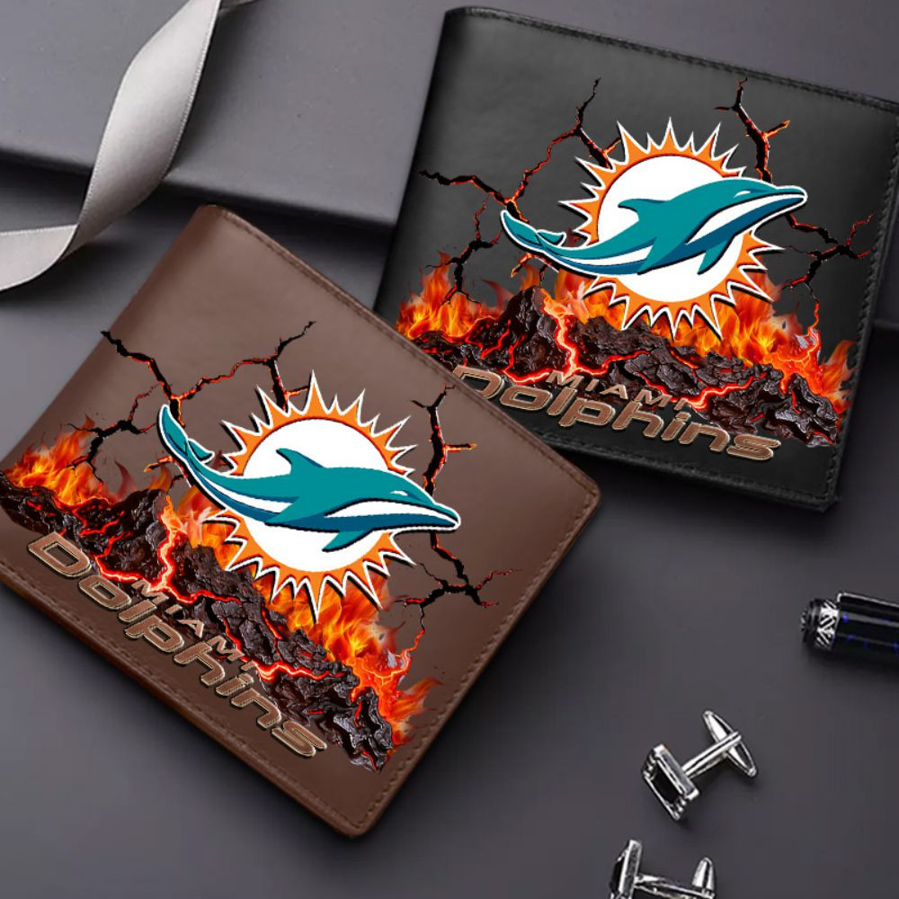 Premium NFL MIA Cracked Fire Leather Wallet V1 NMD TTV