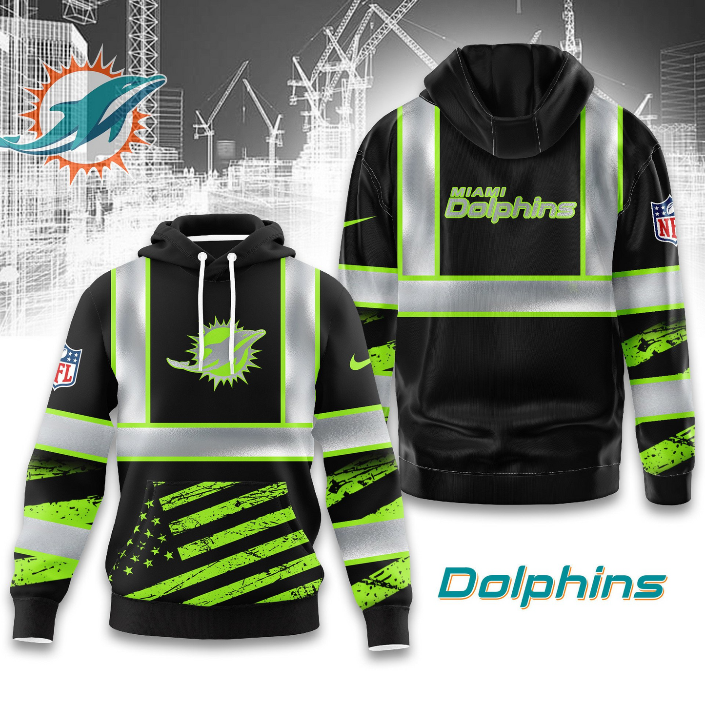 Premium NFL MIA Safety Hi-Vis Hoodie V1 NMD TTV