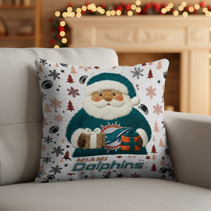 Premium NFL MIA Santa Christmas Pillow V1 NMD TTV