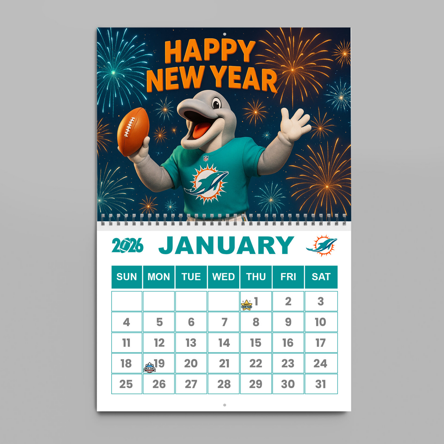 Premium NFL MIA Wall Calendar 2026 V1 NMD TTV