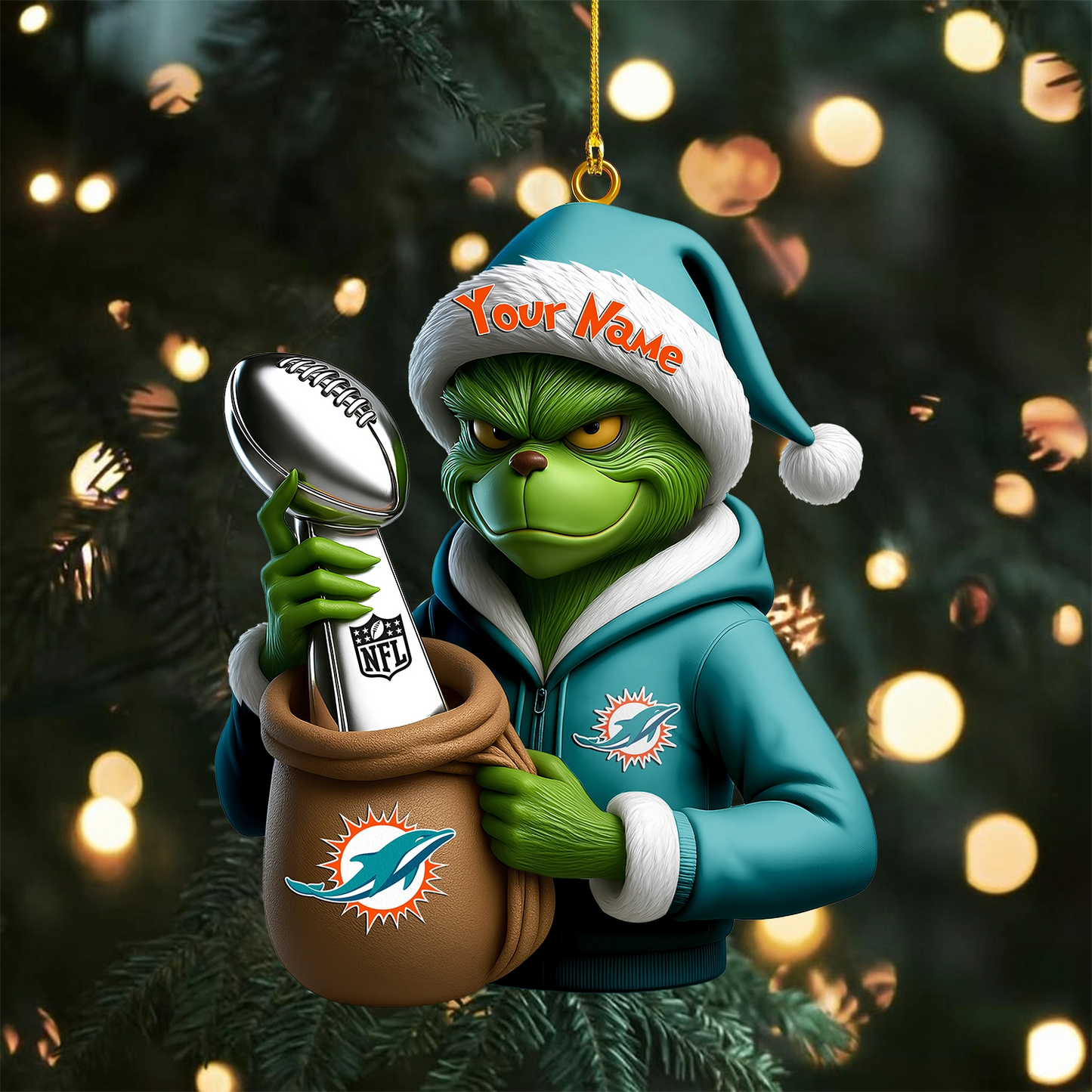 Premium NFL MIA x The Grinch Christmas Ornament V1 NMD TTV