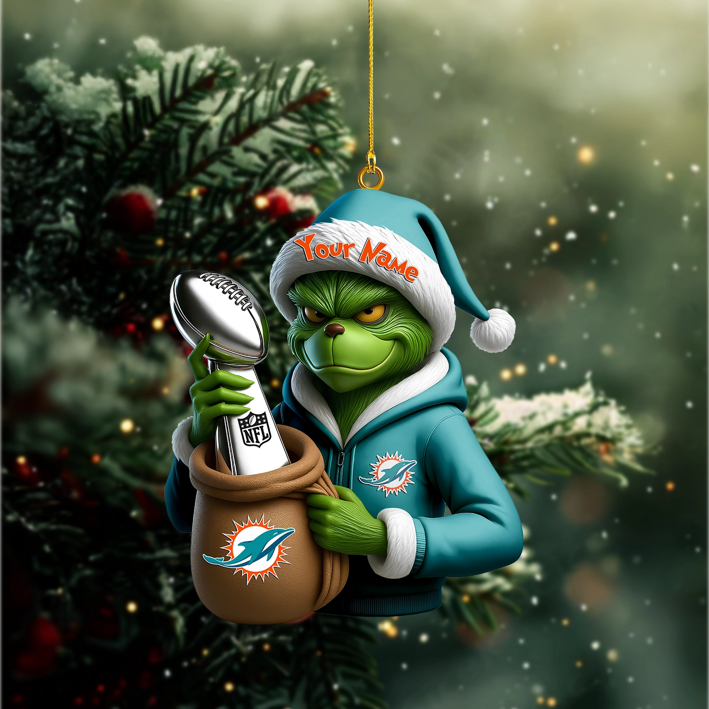 Premium NFL MIA x The Grinch Christmas Ornament V1 NMD TTV