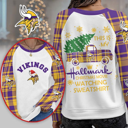 Premium NFL MIN Cozy Round Neck Raglan Sleeve Sweatshirt V1 NMD NHM