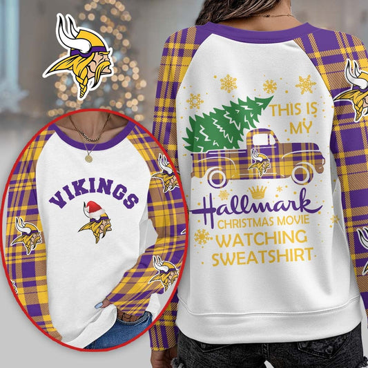 Premium NFL MIN Cozy Round Neck Raglan Sleeve Sweatshirt V1 NMD NHM